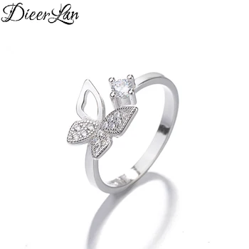 

DIEERLAN Hot Fashion 925 Sterling Silver Butterfly Rings for Women Wedding Party Finger Flowers Rings sterling-silver-jewelry