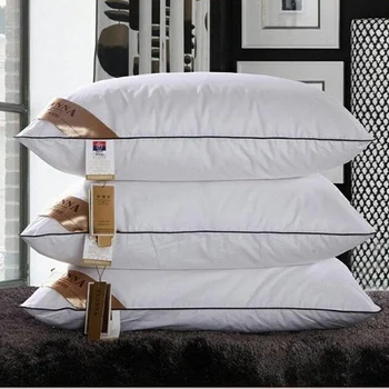 

2017 home textiles sleeping pillow 100% feather fabric filled pillows Neck health cotton bedding pillow 48x74cm High quality