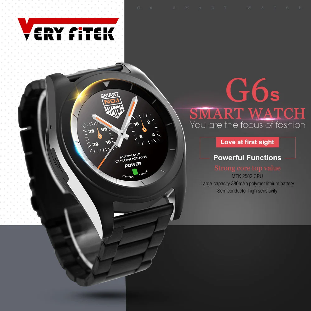 

VERYFiTEK G6s Bluetooth 4.0 SmartWatch Heart Rate Monitor Pedometer Sleep Tracker Men Answer Call Smart Watch for IOS Android
