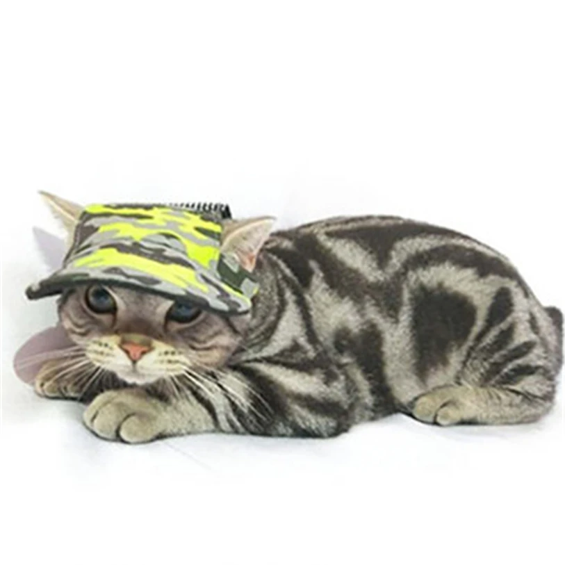 Summer Camouflage Pets Cap Hat Dog Cat Headband Canvas Outdoor Headdress Costumes Hair Band Visor Hat Cat Dog Accessories 40JA14 (3)