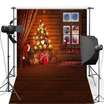 

MEHOFOTO New Year Christmas Vinyl Photography Background Tree Gift New Fabric Flannel Backdrop For Children Photo Shoot 6395