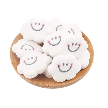 

Baby Teether 3pc Cute Silicone Mini Cloud Beads Teething Smiley Cloud Beads Baby Nursing Accessories 0-12 Months BPA Free Diy