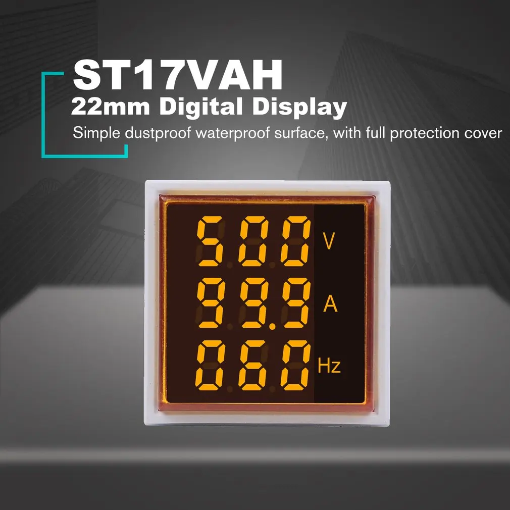 SINOTIMER 22 мм светодиодный индикатор квадратный цифровой измеритель напряжения тока частоты сигнальные огни комбинированный Измеритель Тестер ST17V AH