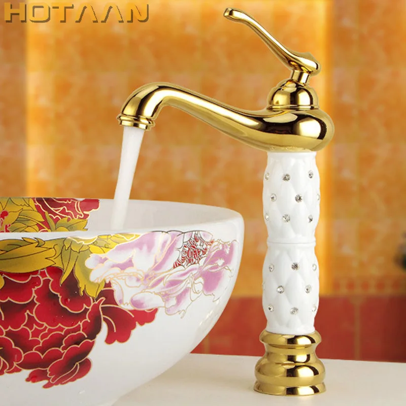 Free Shipping New arrival Bathroom gold Basin Faucet Gold finish Brass Mixer Tap with ceramic torneiras para banheiro YT-5017