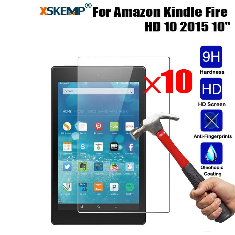 XSKEMP 10 шт./лот 9H Настоящее Закаленное стекло Защитная пленка для Kindle fire HD10 2015