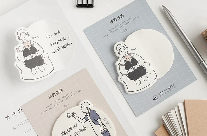 Kawaii милая девушка монохромный жизни Sticky Note студент стикер сообщений маркер Скрапбукинг блокнот канцелярские 1 шт