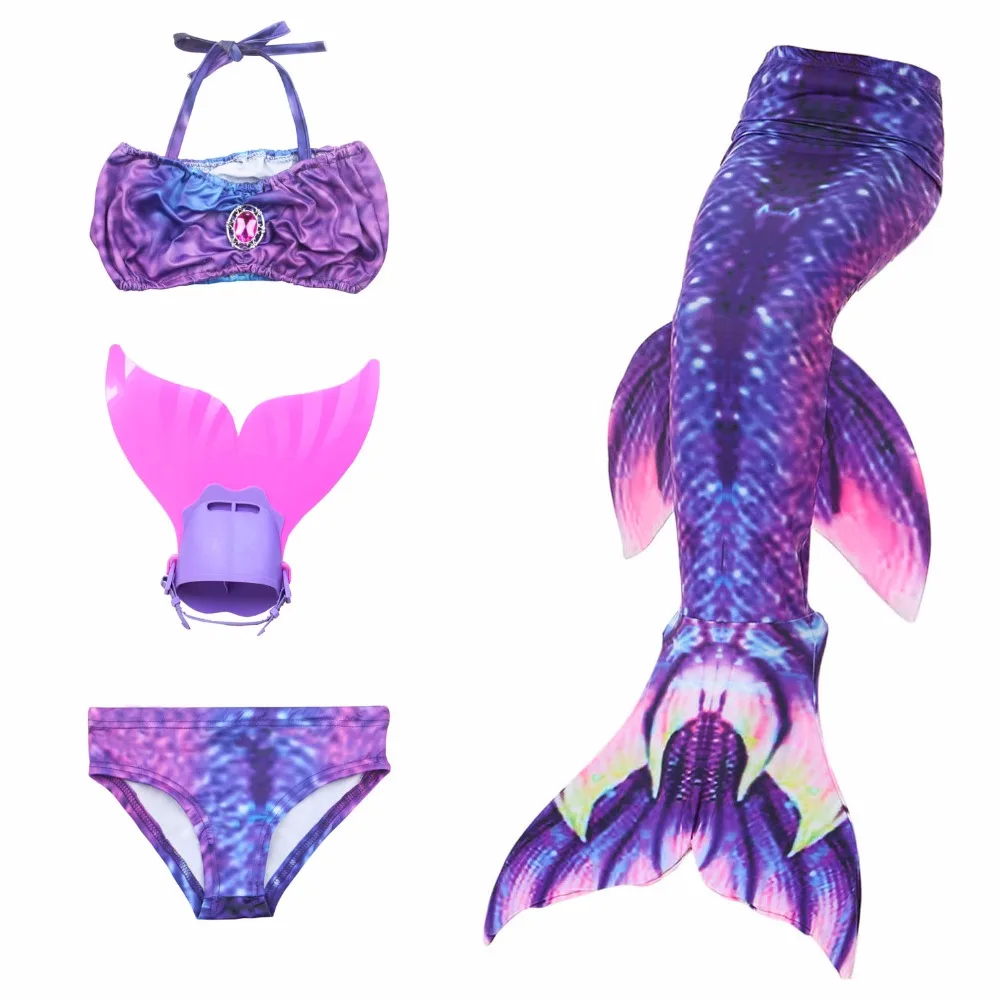 

4Pcs/7 Color Mermaid Tail Cosplay Swimmable Girls Mermaid Tail With Monofin Fin Swimsuit Mermaid Tail Costume for Bikini Suit