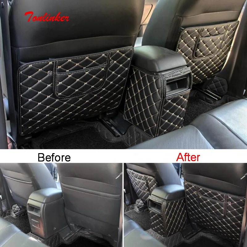 

Tonlinker Interior Seat back Anti-dirty Cover Stickers for Nissan SYLPHY 2016-19 Car Styling 1/2 PCS PU Leather Cover stickers