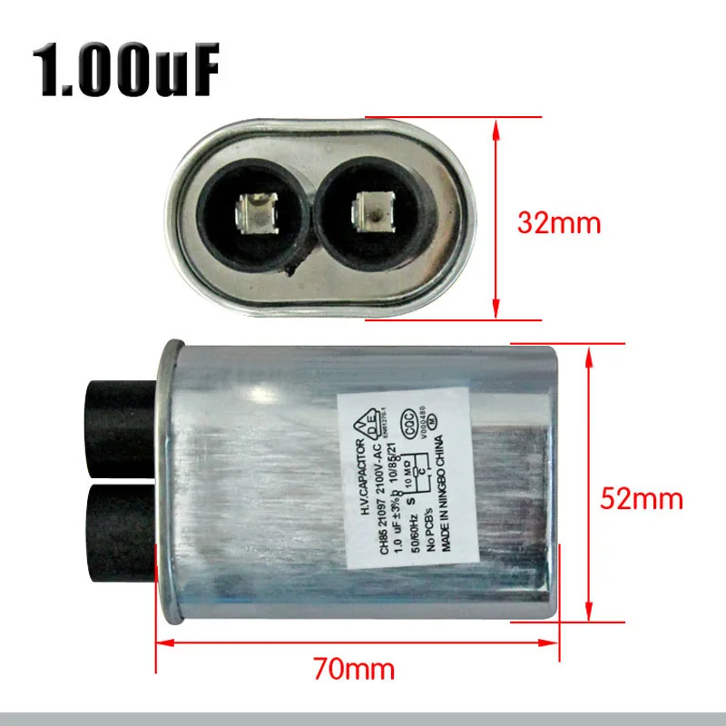 1,00 мкФ 2100V конденсатор СВЧ-печи/микроволновая печь высоковольтный конденсатор с алюминиевой крышкой, маленький размер