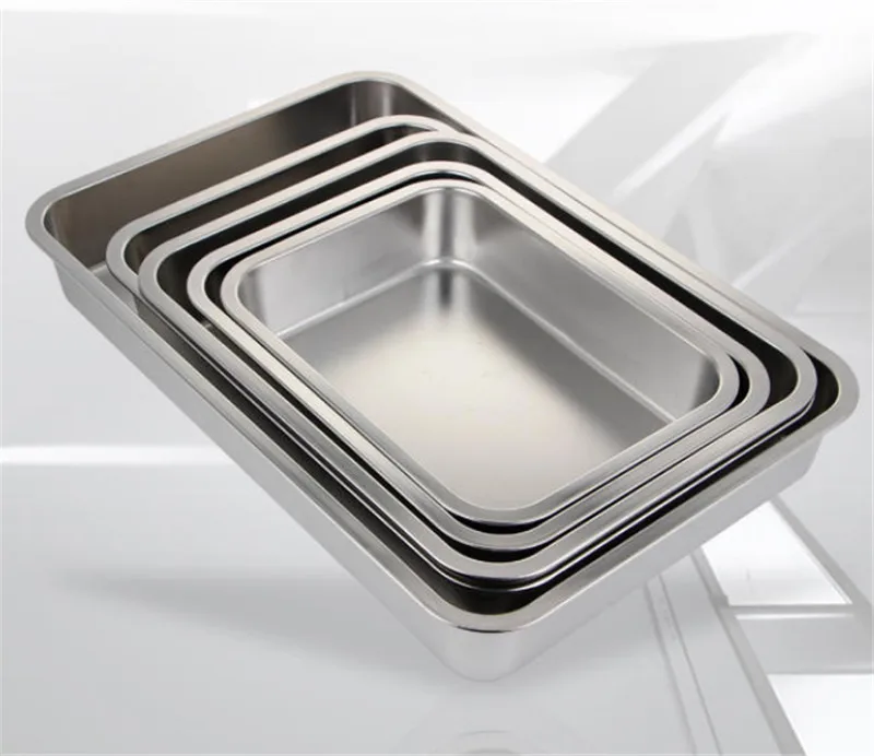  XIAOYAYA Bandeja de almacenamiento de acero inoxidable 304  bandeja rectangular cuadrada para horno para hornear, bandeja japonesa  profunda, barbacoa, cafetería, bandejas de almacenamiento (color: 14.2 x  10.6 x 2.8 in) : Hogar y Cocina