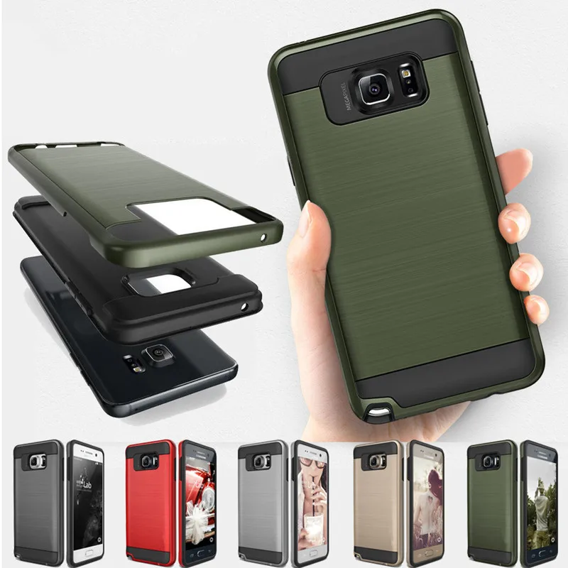 

Luxury brushed Slim Hard Armor Back Cover Case For Samsung Galaxy S8 S5 S6 S7 edge S8 Plus Hybrid Silicone+PC Protective Shell