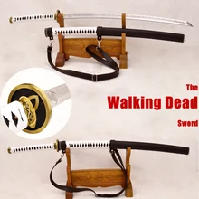 Handmade Japanese Samurai Walking Dead Sword Zombie Michonne s Sharp Katana Clay Tempered Damascus Steel 1095