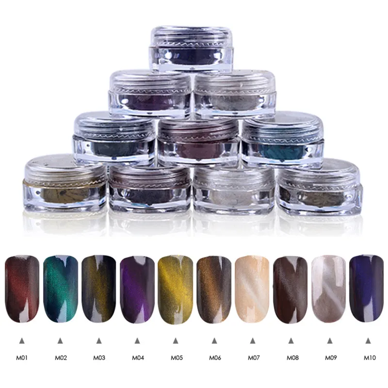 3D Cat Eye Mirror Powder Glitter Effect Magnet Dust UV Gel Polish Environmental Magic Nail Art Glitters |