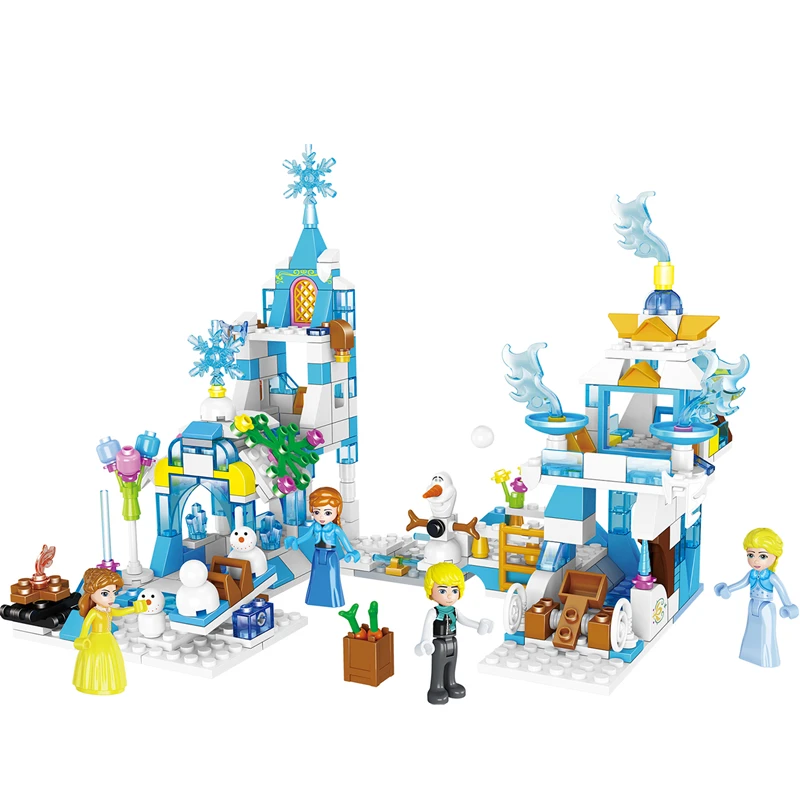 

Iceland Colors Elsa Anna Snowman Magical Ice Castle Princess Girls Building Block Sets Bricks Model Compatible Legoings Friends
