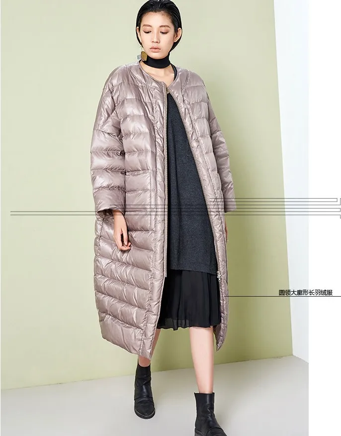 Большие размеры, европейский модный бренд, пальто с рукавом летучая мышь,, женская зимняя куртка на утином пуху, X-long, толстый теплый пуховик, wj1534