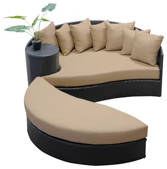 

All Weather Rattan Furniture Outdoor Wicker Patio Round Sun bed Ottoman