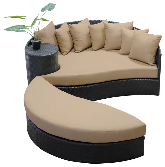 All Weather Rattan Furniture Outdoor Wicker Patio Round Sun bed ...