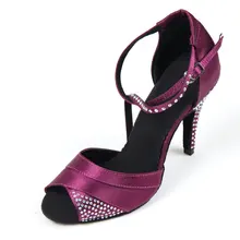 Женская Обувь для бальных и латиноамериканских танцев; вечерние туфли-лодочки фиолетового цвета; синий Танго; бачаты для танцев обувь замшевая подошва Высокие каблуки 6/7. 5/8. 5/10 см 1601