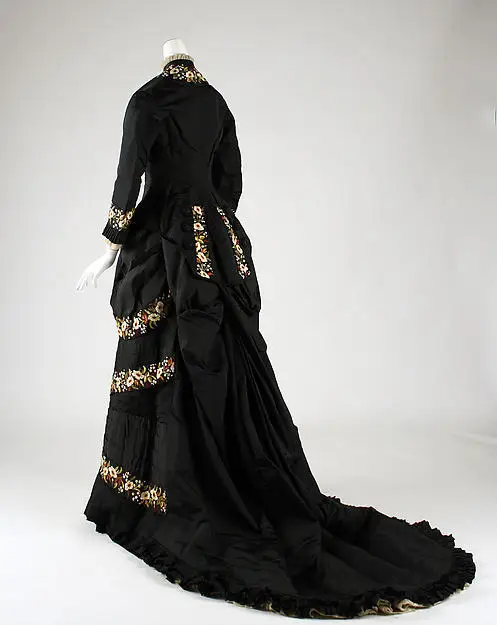 1878 French Dinner Dress Bustle Gown Historical Dress Antique Victorian Dressing Table 1800