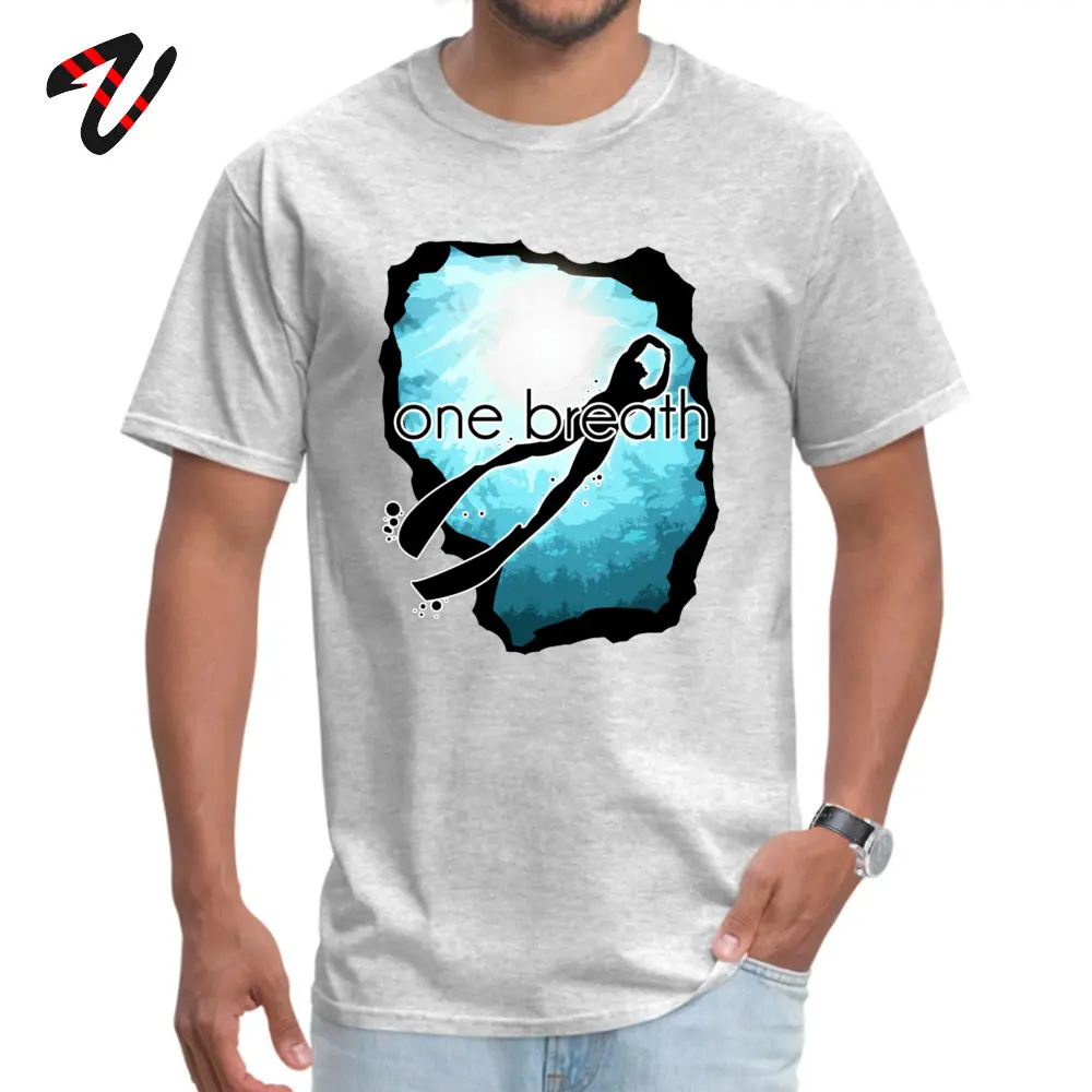One breath Freediving T Shirts Slim Fit Short Sleeve Hip hop 100% Cotton Crew Neck Men Tops Shirts Tee Shirts VALENTINE DAY One breath Freediving 2306 grey