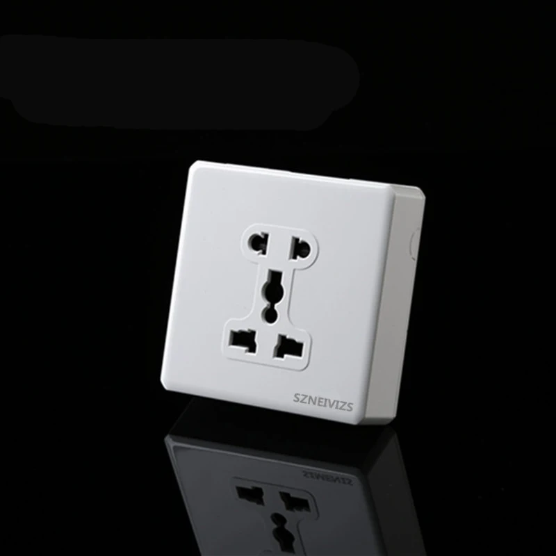 

Free Shipping,KM001EU-W White Surface Mounted Universal Socket 10A socket for EU/AU/CN/US Plugs