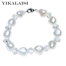 YIKALAISI, серебро 925 пробы, модный браслет, натуральный пресноводный жемчуг, 10-11 мм, барочный жемчужный браслет для женщин, для свадьбы