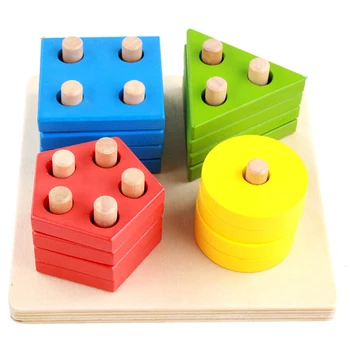 

Wooden Toys Puzzle Shape Color Recognition Geometric Board Stack Sort Educational Toys For Children 3 Years ME1344H