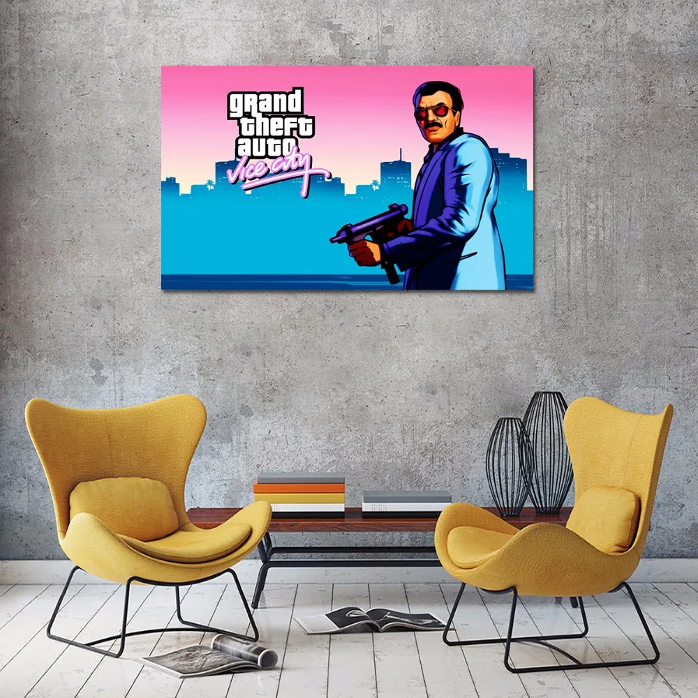 Canvas Print Painting Grand Theft Auto Gta V 5 Game Poster Modern Home Wall Art Pictures Living