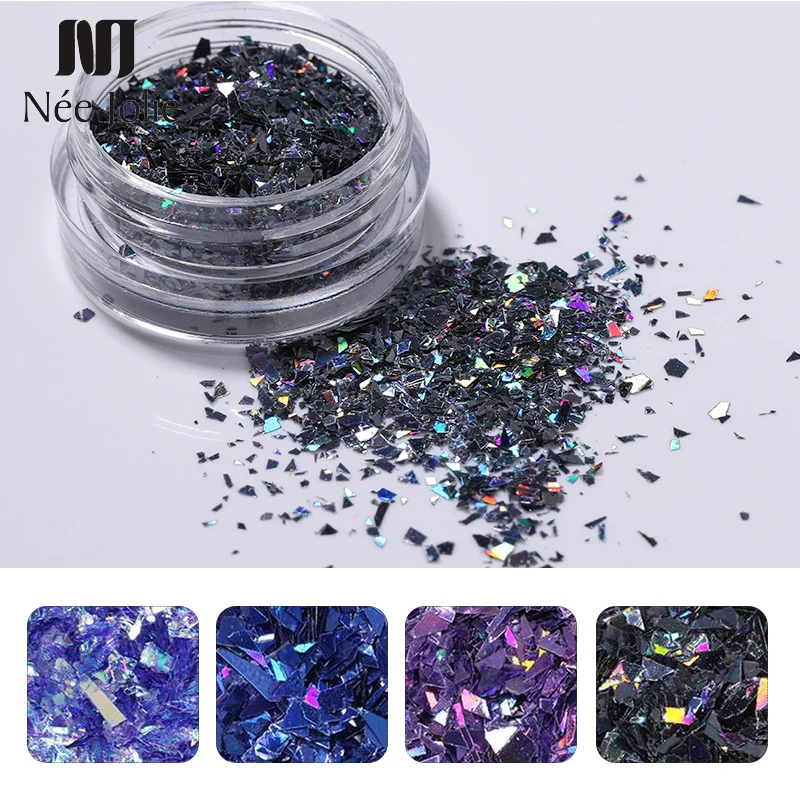 

1g/Bottle Holographic Nail Glitter Sequins Mini Size Shining Irregular Flakes Colorful 3D Nail Art Decoration