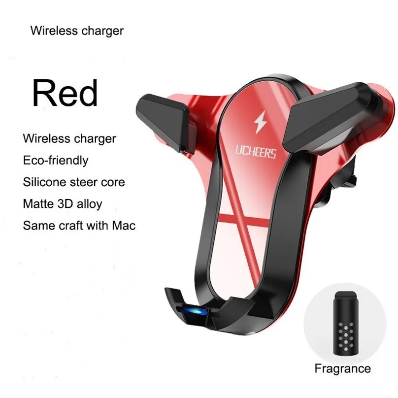 Автомобильный держатель Qi Беспроводное зарядное устройство крепление на вентиляционное отверстие гравитационный Автомобильный держатель для телефона для Iphone huawei samsung универсальная подставка для мобильного телефона - Цвет: Charging Type Red