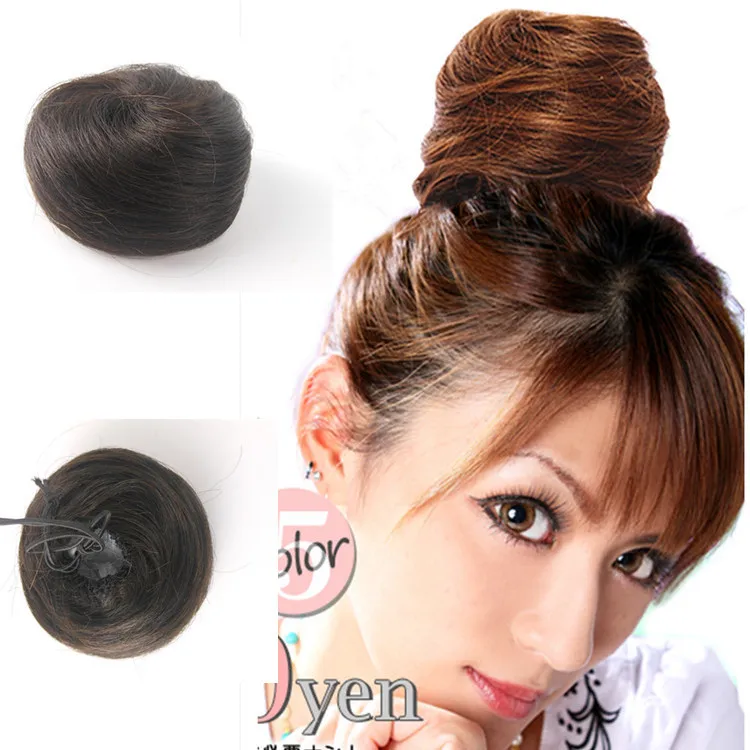 Good Quality Women S Clip In Real Hair Extensions Scrunchie Black