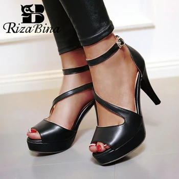 

RIZABINA Size 33-43 Women Gladiator Sandals High Heel Summer Shoes Fashion Platform Sandals Office Lady Party Wedding Footwear