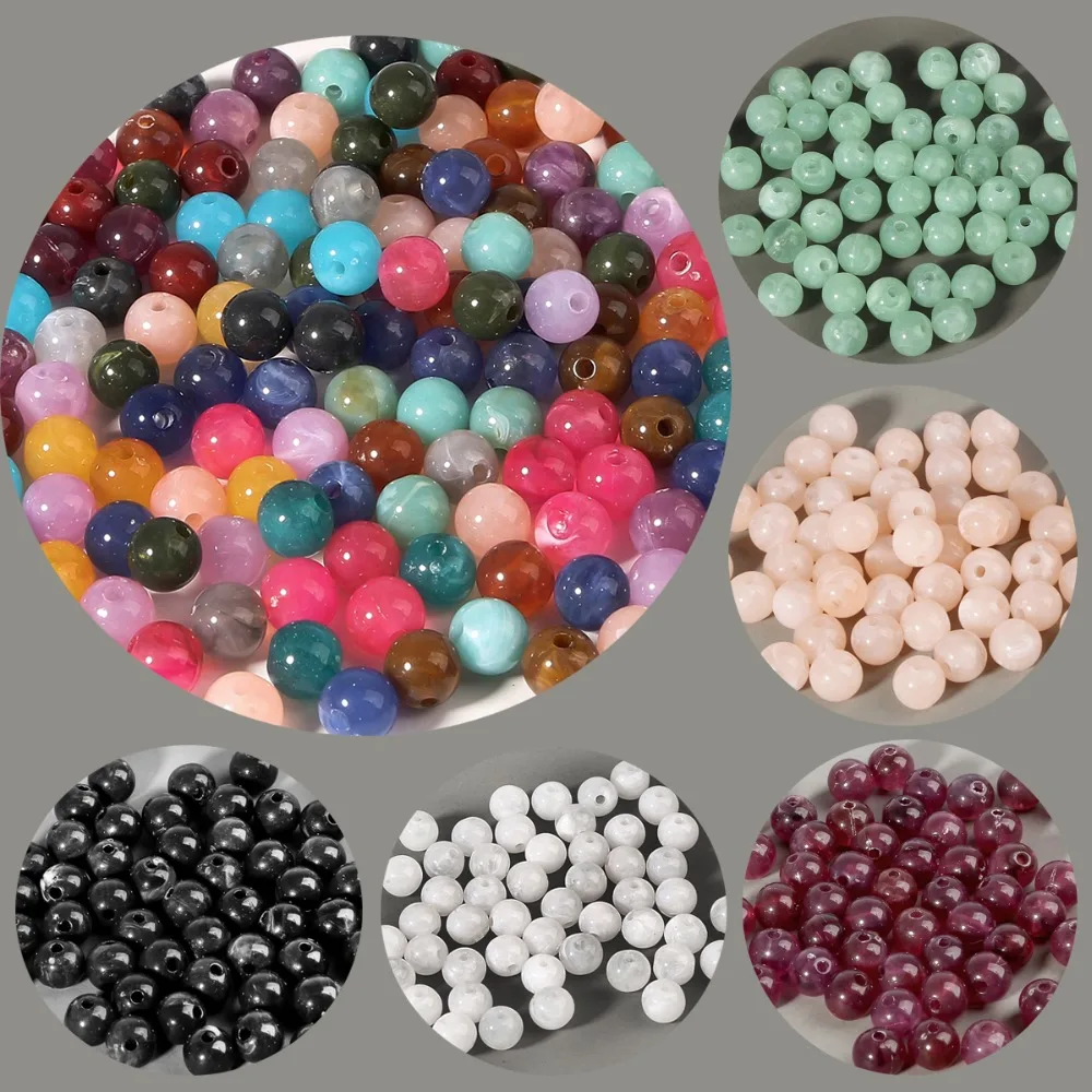 

18 Colors 6/8mm acrylic beads Round Pearl with hole for Craft Sewing DIY Cloth Decoration Accessories