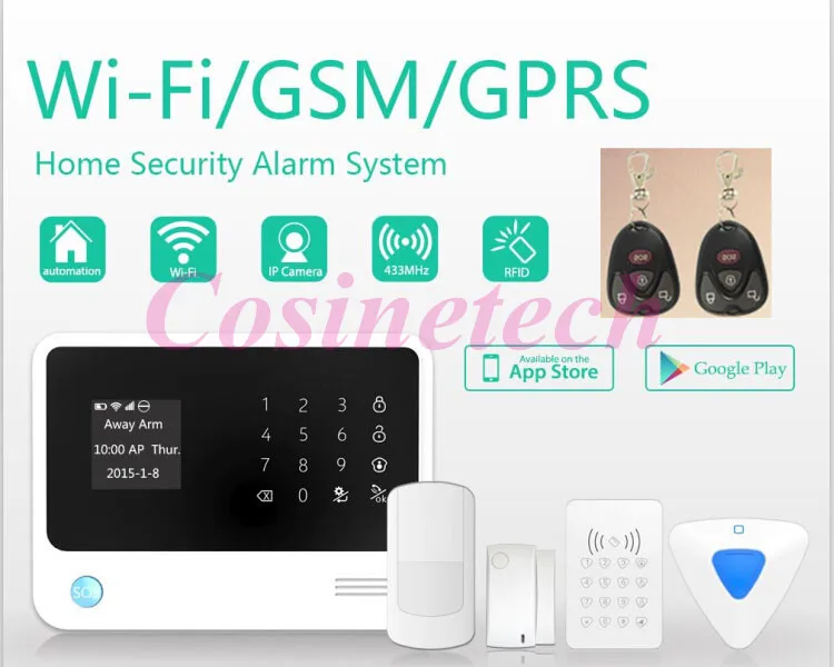 

2015 New arrival G90B GSM home alarm Security GPRS WIFI alarm system with smart APP match with surveillance camera+RFID keypad