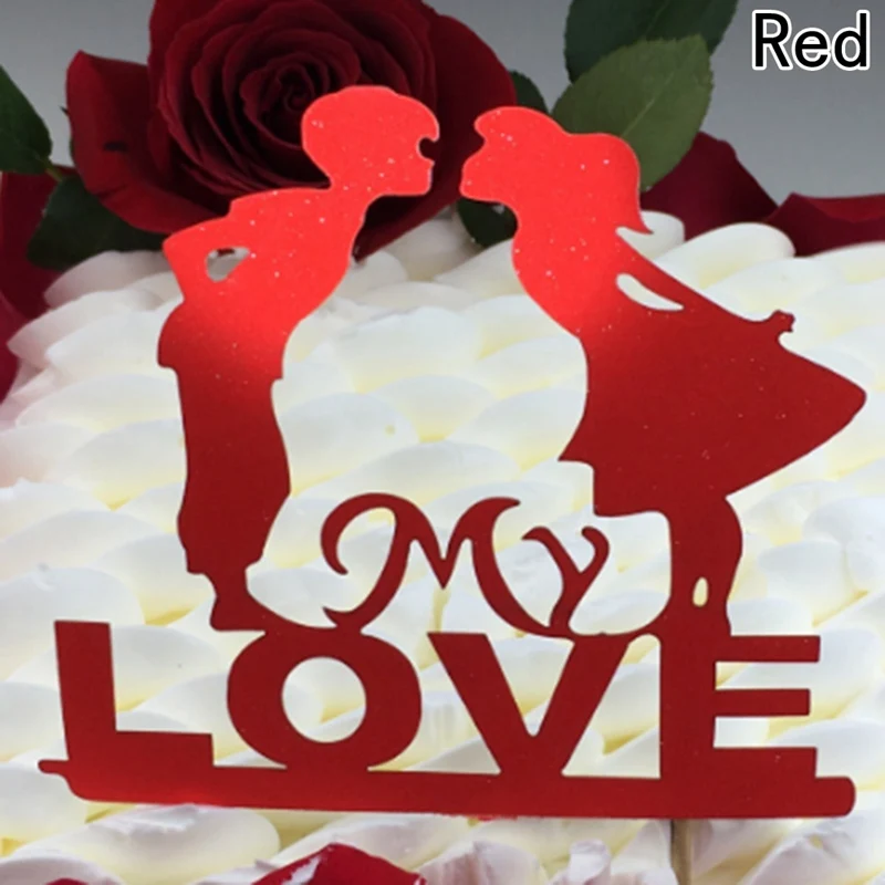 Wedding Cake Topper Bride Groom Mr Mrs paper Cake Toppers Wedding Decoration Mariage Party Supplies Adult Favors - Цвет: RD