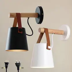 Светодиодный настенный светильник бра лампы с вилкой Гостиная E27 скандинавский деревянный пояс настенный светильник ночник для спальни