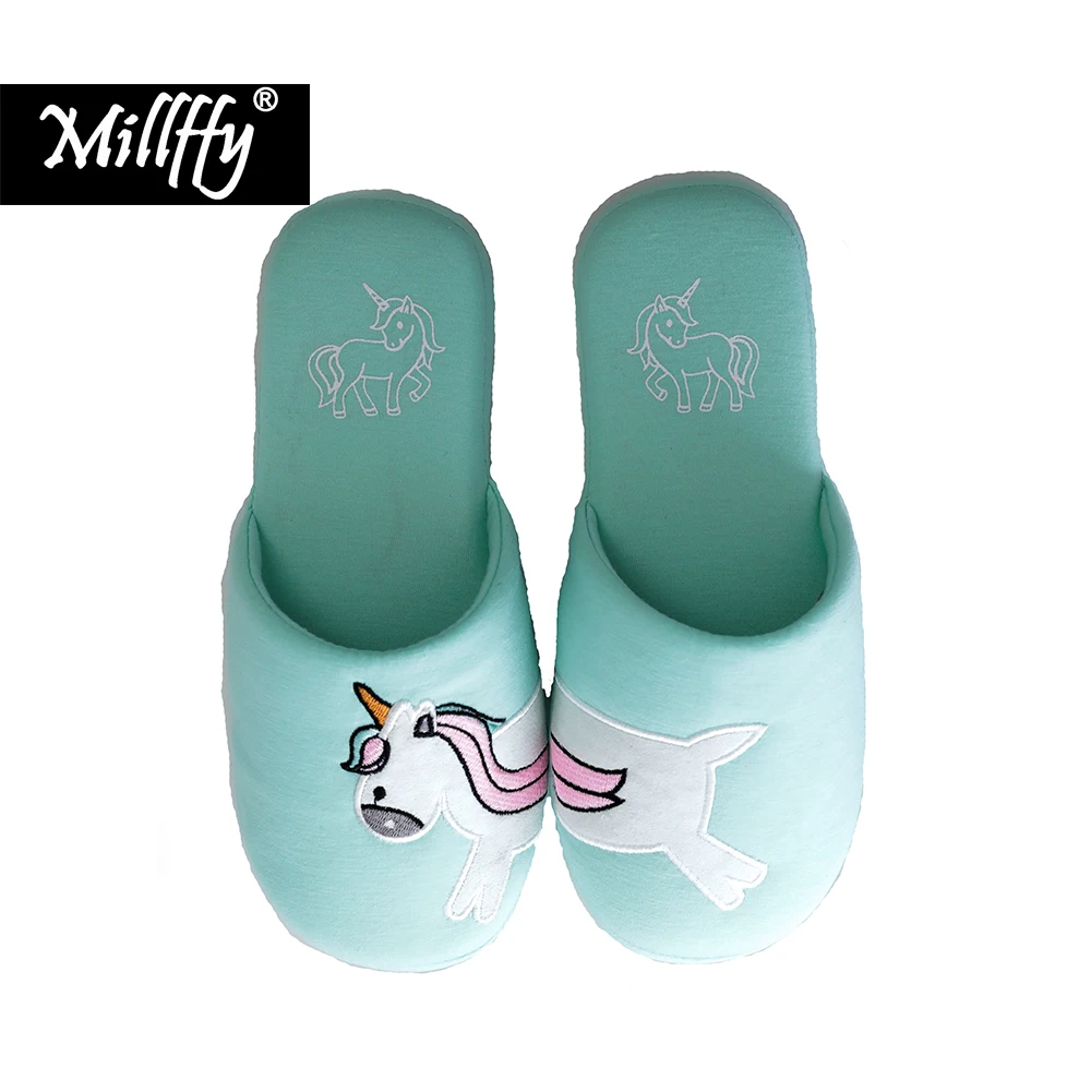 

Hot new fashionable 4 seasons cotton slippers simple dachshund dog embroidered Unicorn home slippers sweet women's house shoes