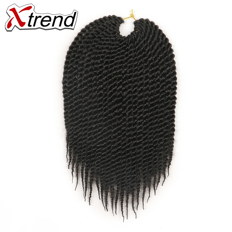 Xtrend Сенегальские накрученные волосы крючком оплетка волос 12 дюймов 22 корни синтетический Омбре плетение волос для леди черный цвет