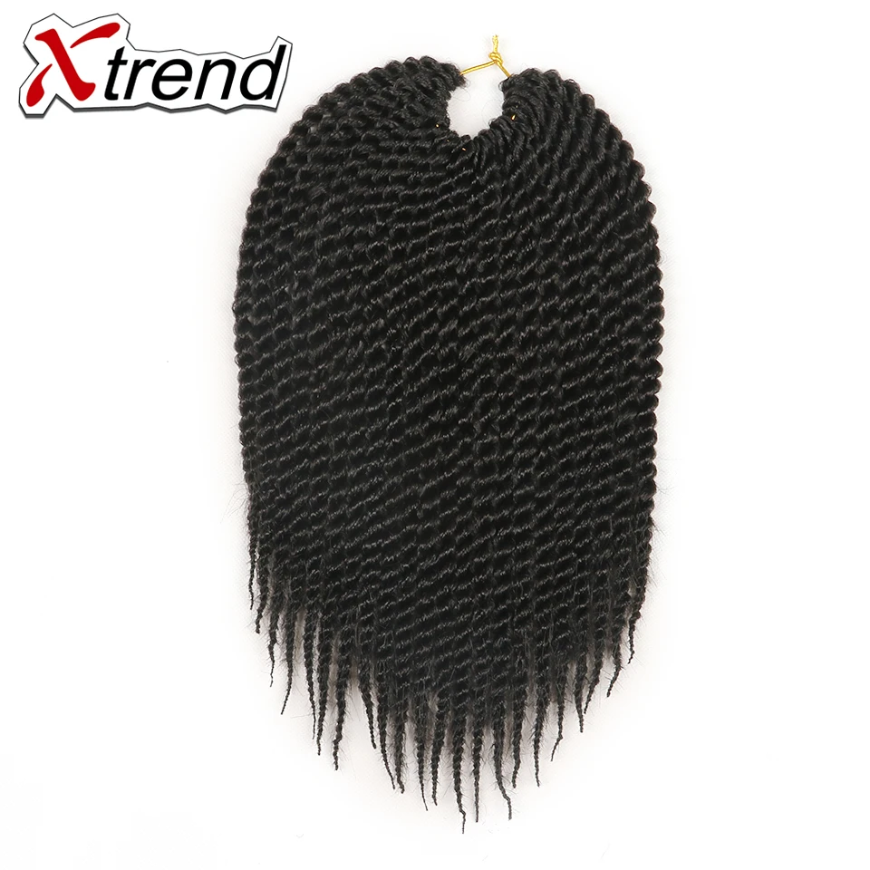 

Xtrend Senegalese Twist Crochet Braid Hair 12inch 22roots Synthetic Ombre Braiding Hair Extension For Lady Black Color