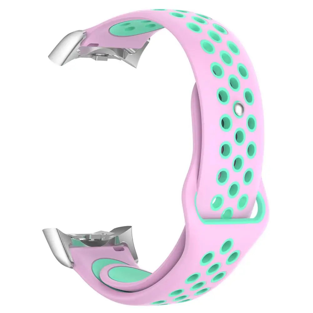 Двойной Цвет силиконовый сменный ремешок для наручных часов, ремешок на запястье для samsung Шестерни Fit2 SM-R360/R350 Шестерни Fit2 PRO Smart Watch регулируемый - Цвет: Pink Teal  Blue