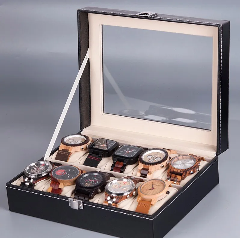 LISM Luxury Wood Storag Boxes 2/3/5/6/10/12/20 Watches Boxes Display Watch Box Jewelry Case Organizer Holder Promotion Boxes - Цвет: 10 Grids C