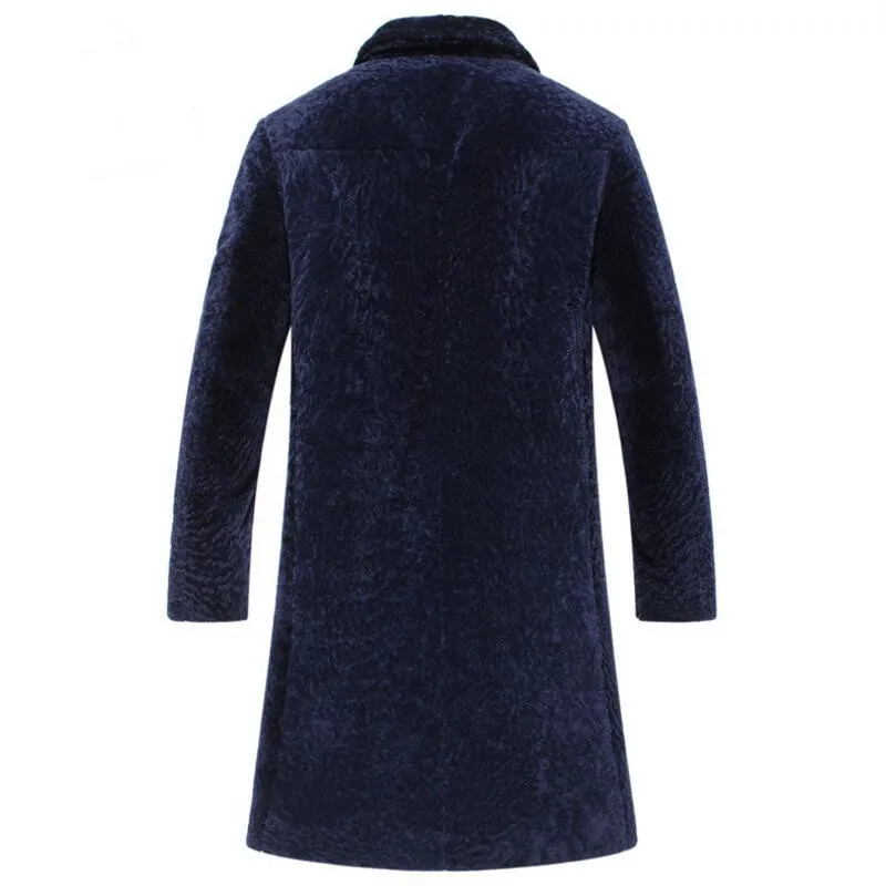 Discount Luxury male wool long coat man fashion shearling jacket 2