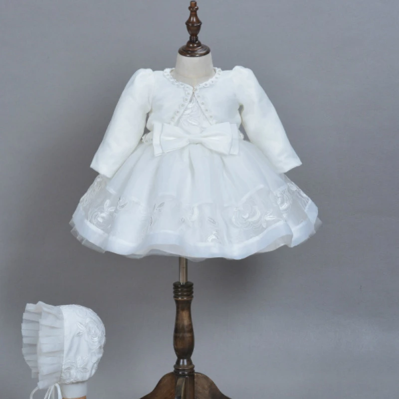 

POSH DREAM White Spring baby dress for Birthday Party Lace Chiffon Tutu birthday party wedding dress baby princess lace dress.