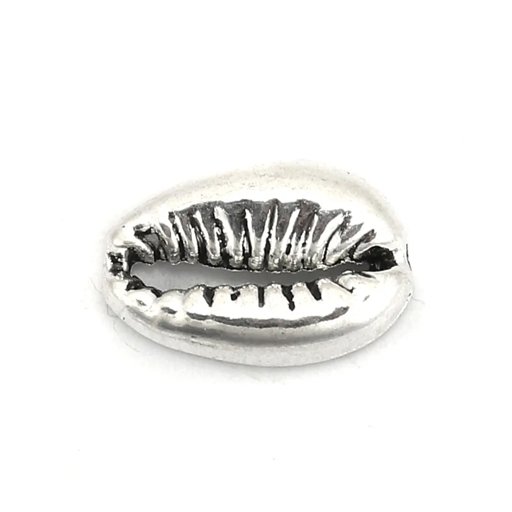 

8Seasons Zinc Based Alloy Connectors Cowrie Monetaria Caputserpentis Antique Silver Charms 14mm( 4/8") x 9mm( 3/8"), 100 PCs