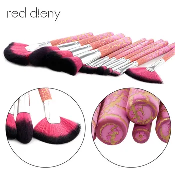 

10Pcs crack handle Makeup Brushes Set Pro Cosmetic Brush Kits Eyeshadow Powder Foundation Blending Marbling Blusher Brush Tools