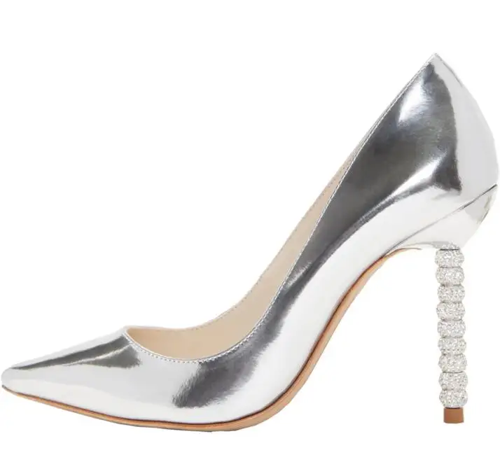 

2019 Spring New Sexy Women High Heels Shallow Pointed Toe Crystals Heel Thin Heel Multi-color Party/Wedding Women Pumps