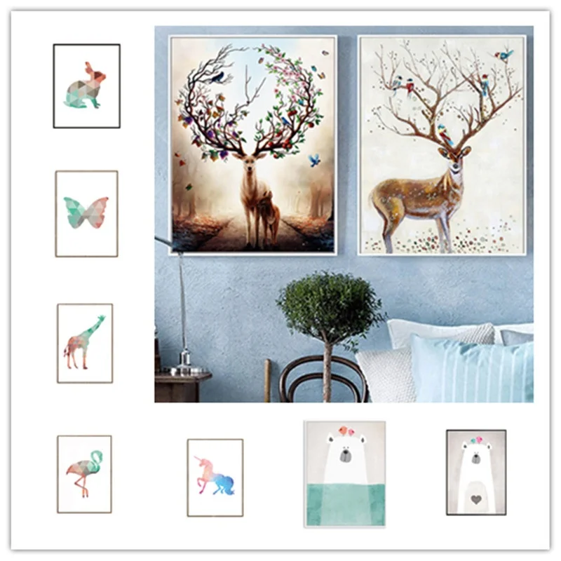 

Art Modern (14 Painting Watercolor Pc Living Home Cartoon Bedroom Decoration 1 DIY Styles) Wall Room Abstract