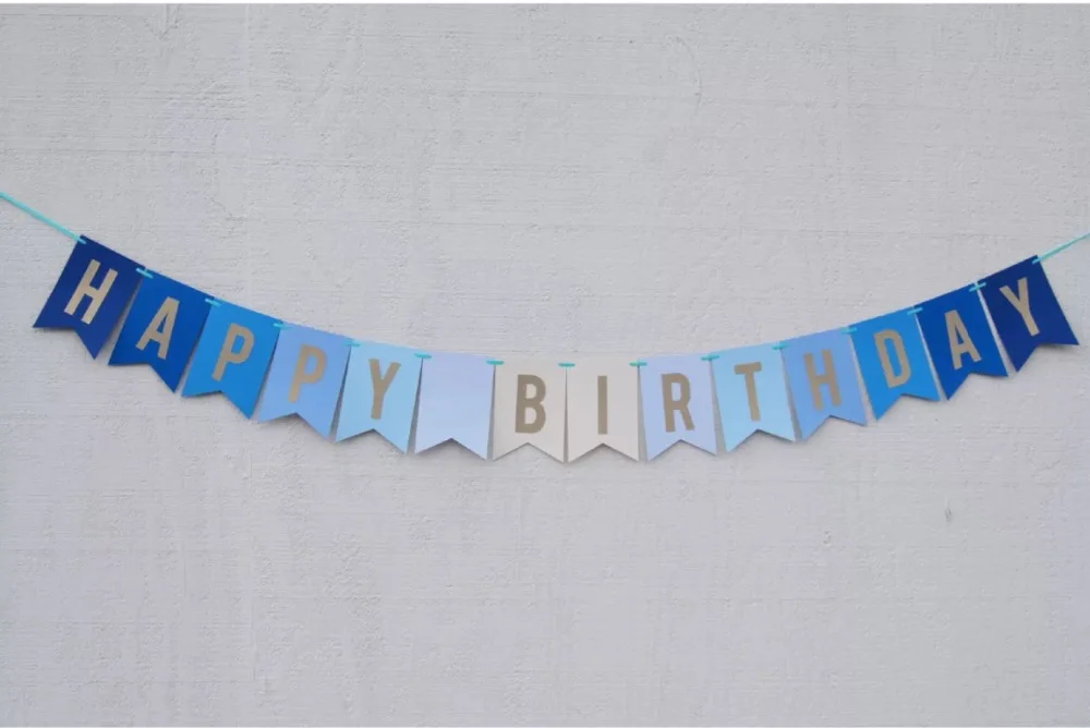 

Handmade Royal Blue Happy Birthday Banner Hot boy Birthday Bunting 1st Baby shower Party Decor Nursery Hanging Silver Sign Label