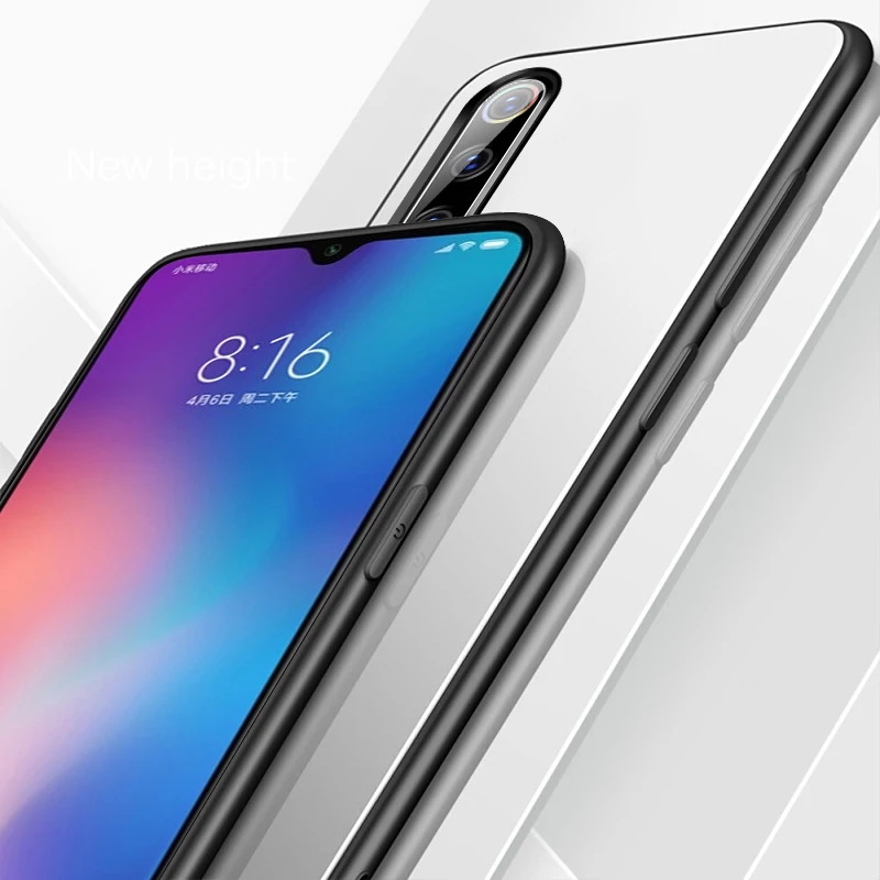 Luxury Plain Glass Case For Xiaomi Mi 10 8 9 SE Lite F1 Redmi Note 5 6 7 Pro Plus Pocophone F1 Phone Cover