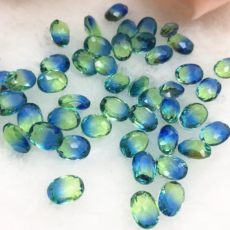 

6*8mm Naked Crystal, Clear Rainbow Color Gradual Change Oval Tourmaline Rhinestones Glass Crystal Stone Dress Decoration Jewels